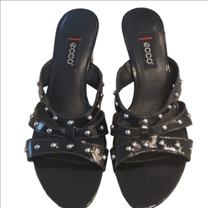 Ecco slide sandal style Osaka Black Patent